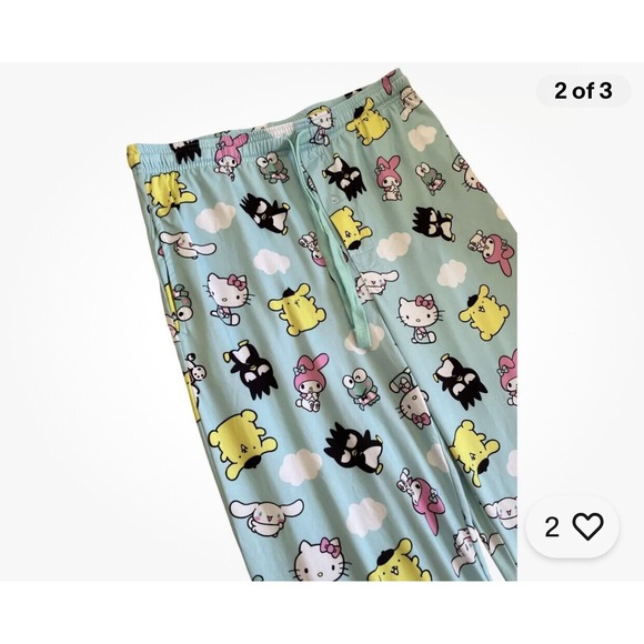 Hello Kitty by Sanrio PJ Bottoms Womens Size M Blue Lounge Pants Novelty Y2K - Picture 7 of 10